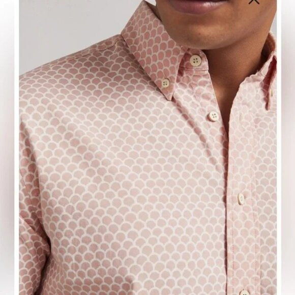 Faherty SS Stretch Playa Shirt RFS-Rose Fish Scale - Button Up - Picture 3 of 5